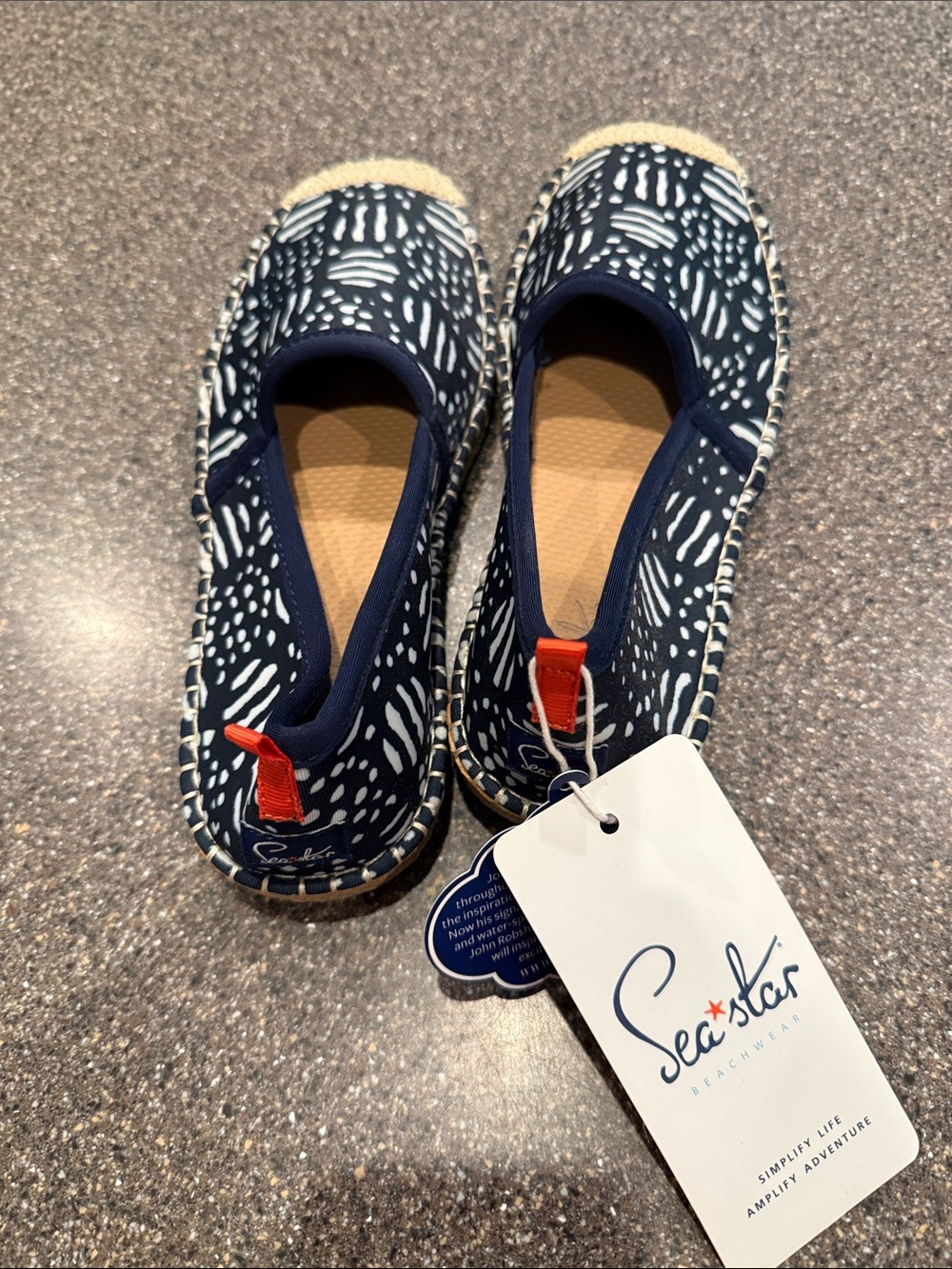 Sea Star Beachcomber Navy Patterned Espadrille Slippers